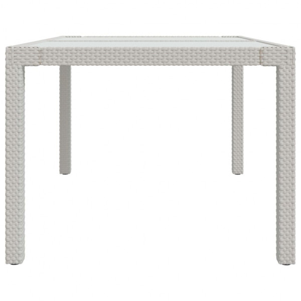 Mesa jardín vidrio templado ratán sintético 150x90x75 cm blanco M 4