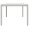 Mesa jardín vidrio templado ratán sintético 150x90x75 cm blanco 4