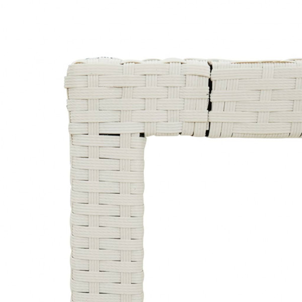 Mesa jardín vidrio templado ratán sintético 150x90x75 cm blanco M 5