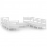 9 pcs conjunto lounge de jardim pinho maciço branco 2