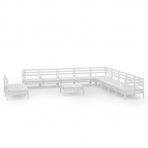 Juego de muebles de jardín 12 piezas madera maciza pino blanco H
