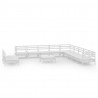 12 pcs conjunto lounge de jardim pinho maciço branco 2