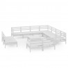 12 pcs conjunto lounge de jardim pinho maciço branco 2