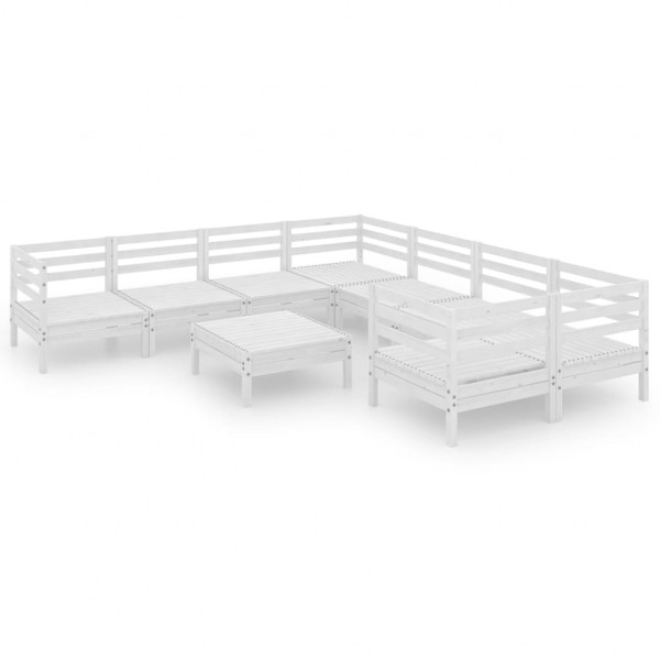 9 pcs conjunto lounge de jardim pinho maciço branco M 2