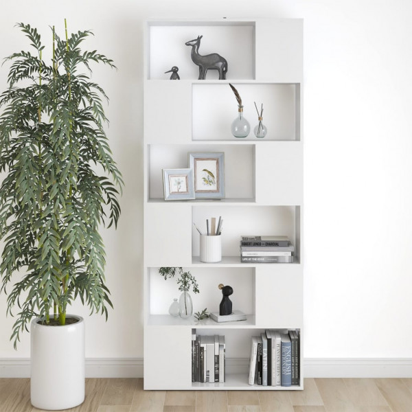 Librería separador madera contrachapada blanco 80x24x186 cm M 5