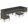 Set de muebles de jardín 8 pzas y cojines ratán sintético gris 2