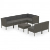 Set de muebles de jardín 8 pzas y cojines ratán sintético gris 2