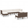 Set muebles de jardín 9 pzas y cojines ratán sintético marrón 2
