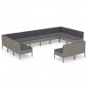 Set de muebles de jardín 12 pzas y cojines ratán sintético gris 2