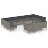 Set de muebles de jardín 14 pzas y cojines ratán sintético gris 2