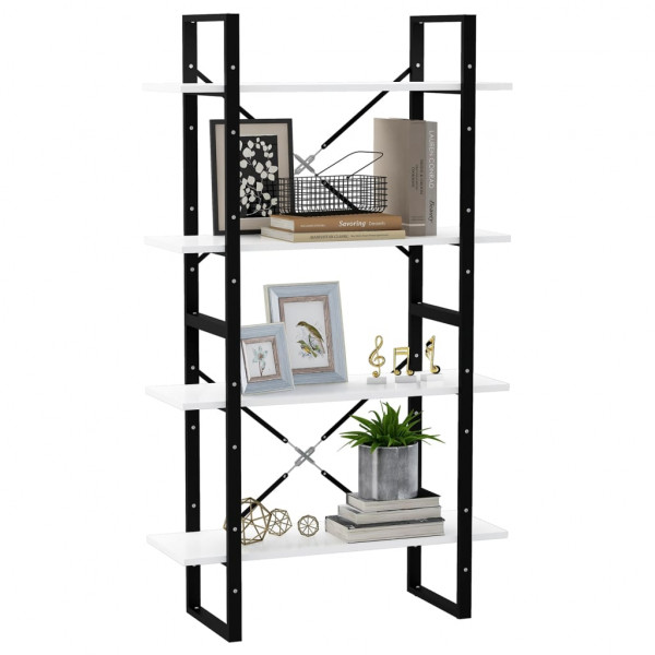 Estantería de 4 niveles madera contrachapada blanco 80x30x140cm M 4