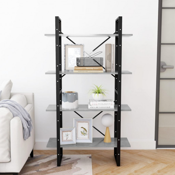 Estantería de 4 niveles contrachapada gris hormigón 80x30x140cm M 3