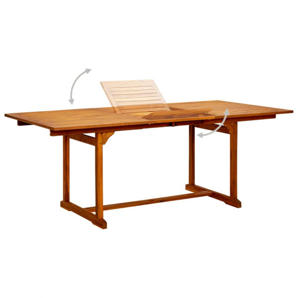 Mesa de comedor jardín madera maciza acacia (150-200)x100x75cm M 3