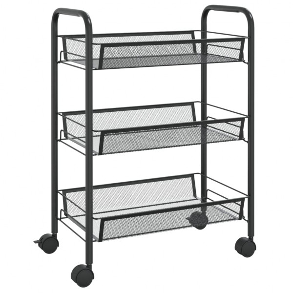 Carrito de cocina 3 niveles hierro negro 46x26x64 cm M 2