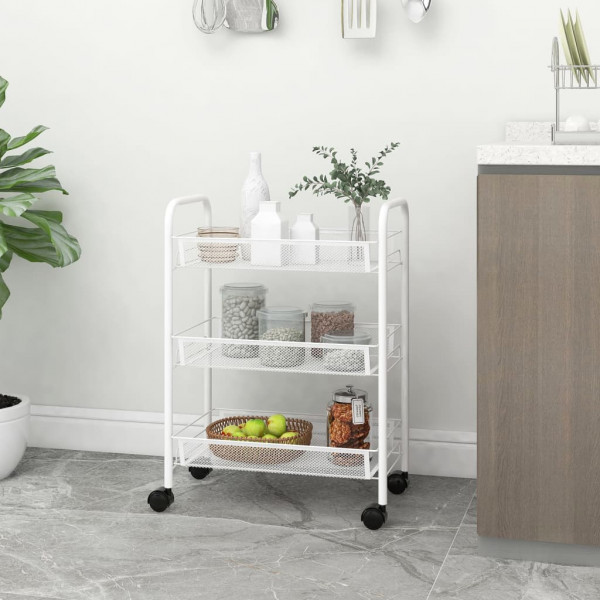 Carrito de cocina 3 niveles hierro blanco 46x26x64 cm D