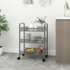 Carrito de cocina 3 niveles hierro gris 46x26x64 cm 1