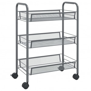 Carrito de cocina 3 niveles hierro gris 46x26x64 cm H