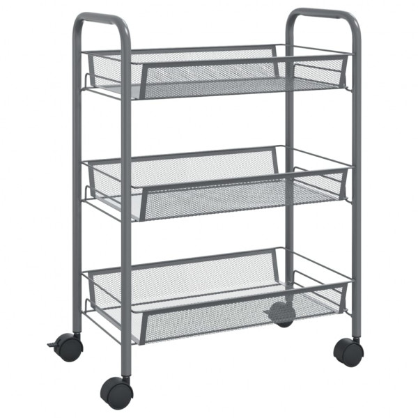 Carrito de cocina 3 niveles hierro gris 46x26x64 cm M 2