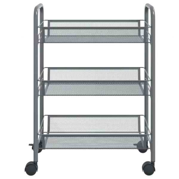 Carrito de cocina 3 niveles hierro gris 46x26x64 cm M 3