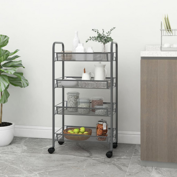 Carrito de cocina 4 niveles hierro gris 46x26x85 cm D