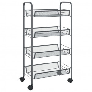 Carrito de cocina 4 niveles hierro gris 46x26x85 cm H