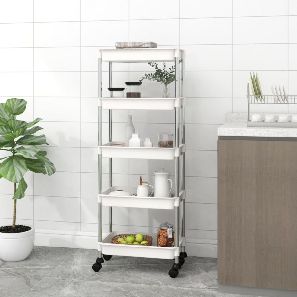 Carrito de cocina 5 niveles hierro y ABS blanco 42x29x128 cm D