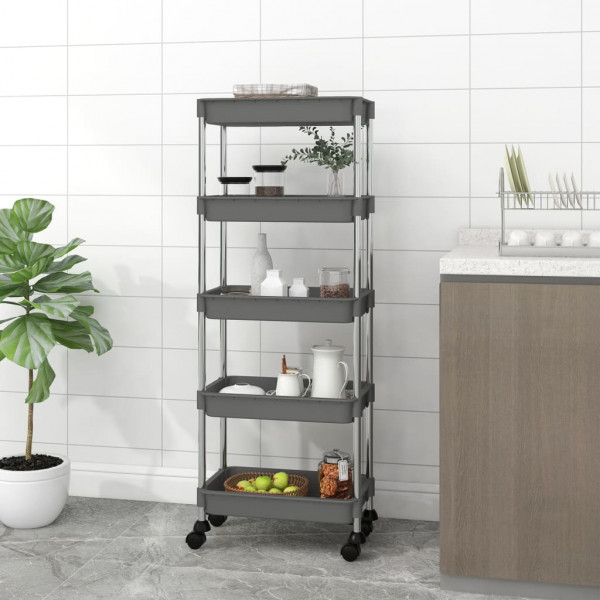 Carrito de cocina 5 niveles hierro y ABS gris 42x29x128 cm D