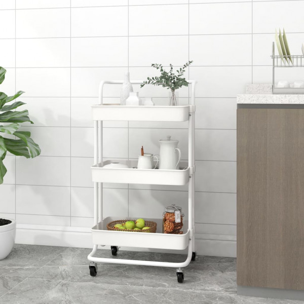 Carrito de cocina 3 niveles hierro y ABS blanco 42x35x85 cm D