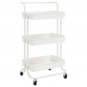 Carrito de cocina 3 niveles hierro y ABS blanco 42x35x85 cm H