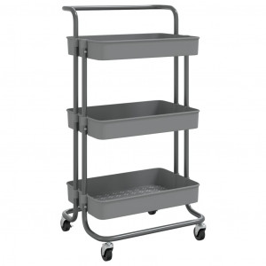 Carrito de cocina 3 niveles hierro y ABS gris 42x35x85 cm H