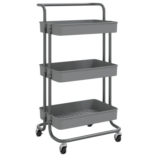 Carrito de cocina 3 niveles hierro y ABS gris 42x35x85 cm M 2