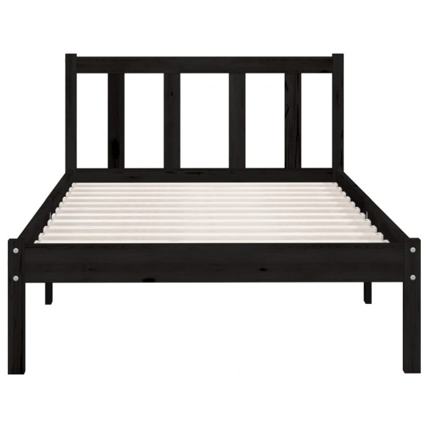 Estrutura de cama pequena solteiro 75x190 cm pinho maciço preto M 4