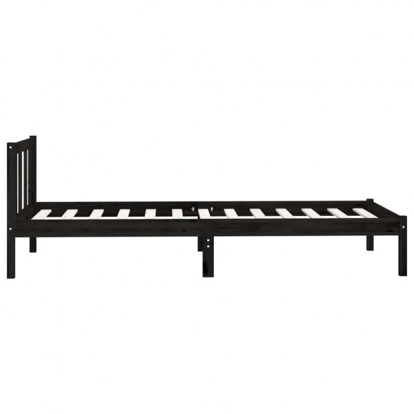 Estructura de cama madera maciza de pino negro 75x190 cm M 5