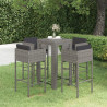 Set muebles bar jardín 5 piezas y cojines ratán sintético gris 1