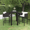 Set muebles bar jardín 5 piezas y cojines ratán sintético negro 1