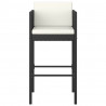 Set muebles bar jardín 5 piezas y cojines ratán sintético negro 4