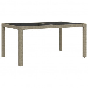 Mesa jardín vidrio templado ratán sintético 150x90x75 cm beige H