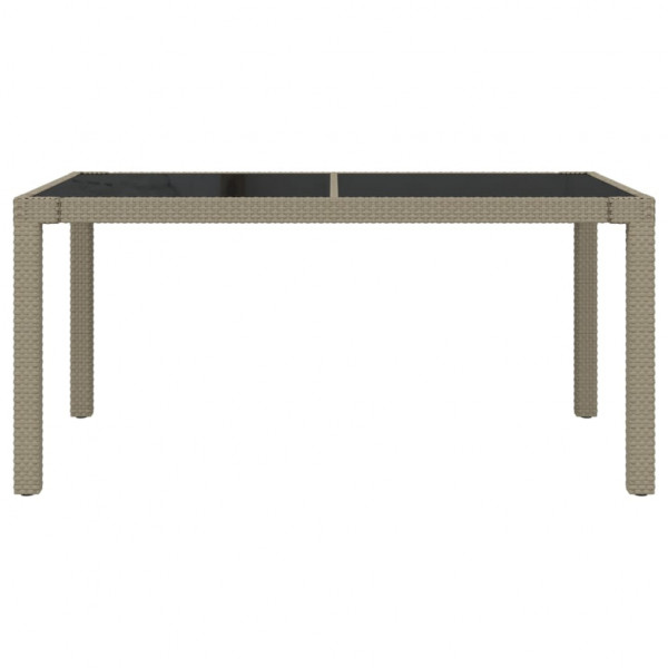Mesa jardín vidrio templado ratán sintético 150x90x75 cm beige M 4