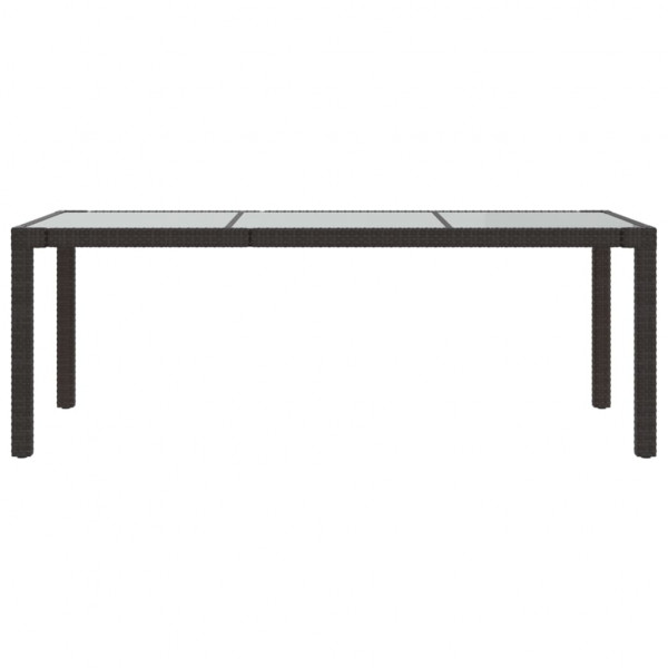 Mesa jardín vidrio templado ratán sintético marrón 190x90x75 cm M 3