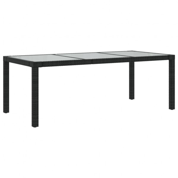 Mesa jardín vidrio templado ratán sintético negra 190x90x75 cm M 2