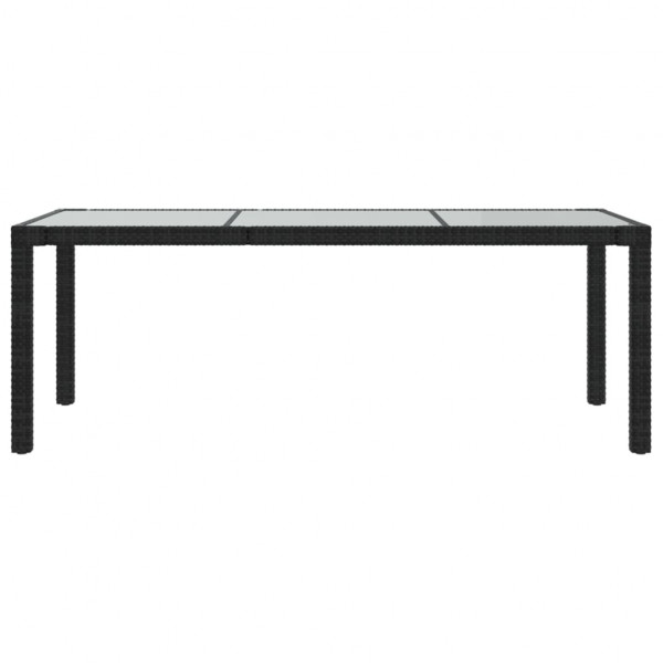 Mesa jardín vidrio templado ratán sintético negra 190x90x75 cm M 3