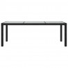 Mesa jardín vidrio templado ratán sintético negra 190x90x75 cm 3