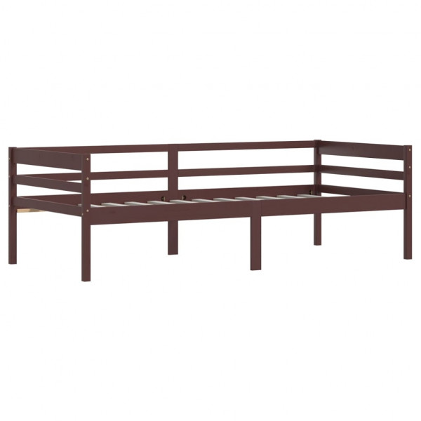 Estructura de cama madera maciza pino marrón oscuro 90x200 cm M 3