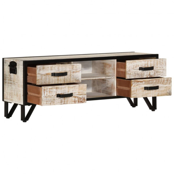 Mueble de TV de madera maciza de acacia 110x30x41 cm M 3