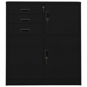 Armario de oficina de acero negro 90x40x102 cm H