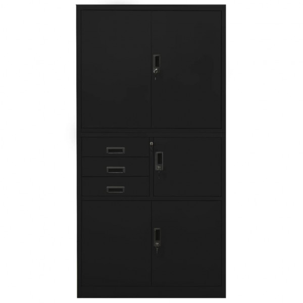 Armario de oficina de acero negro 90x40x180 cm M 2