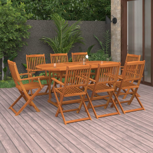 9 pcs conj. de jantar para jardim 180x90x75 cm acácia maciça D