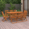 Set de comedor para jardín 9 piezas madera maciza de acacia 1