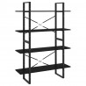 Estantería de 4 niveles madera contrachapada negro 100x30x140cm 2