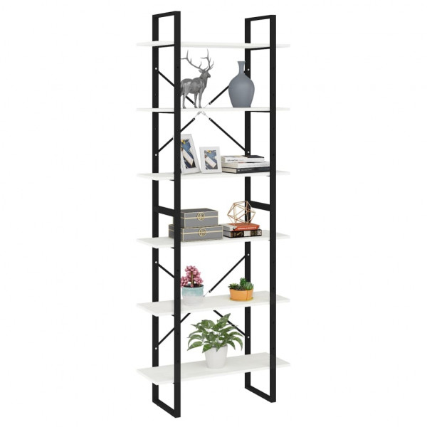 Estante alta 80x30x210 cm madeira de pinho maciça branco M 3